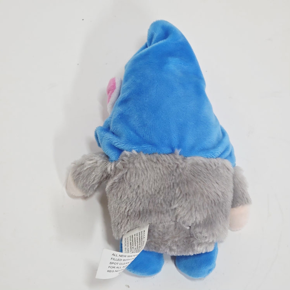 Fuzzy Friends Easter Plush Gnome with Bunny Ears 7" Gray and Blue - Picture 2 of 3